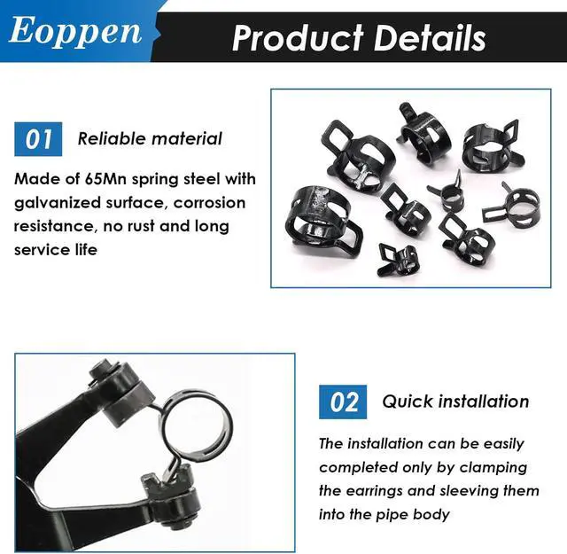 Alt view image 5 of 7 - 195Pcs 6-38mm Spring Hose Clamps Assortment Kit with Swivel Flat Band Fuel Hose Clamp Plier - 23 Sizes Fuel Line Silicone Vacuum Hose Low Pressure Air Clamps