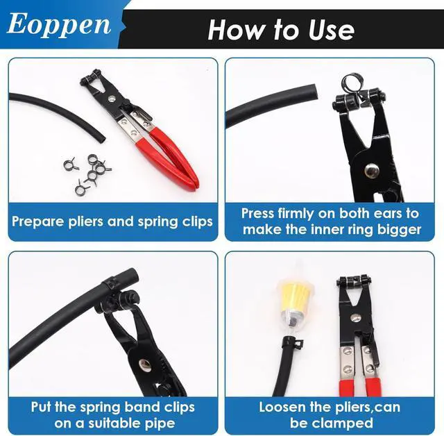 Alt view image 7 of 7 - 195Pcs 6-38mm Spring Hose Clamps Assortment Kit with Swivel Flat Band Fuel Hose Clamp Plier - 23 Sizes Fuel Line Silicone Vacuum Hose Low Pressure Air Clamps