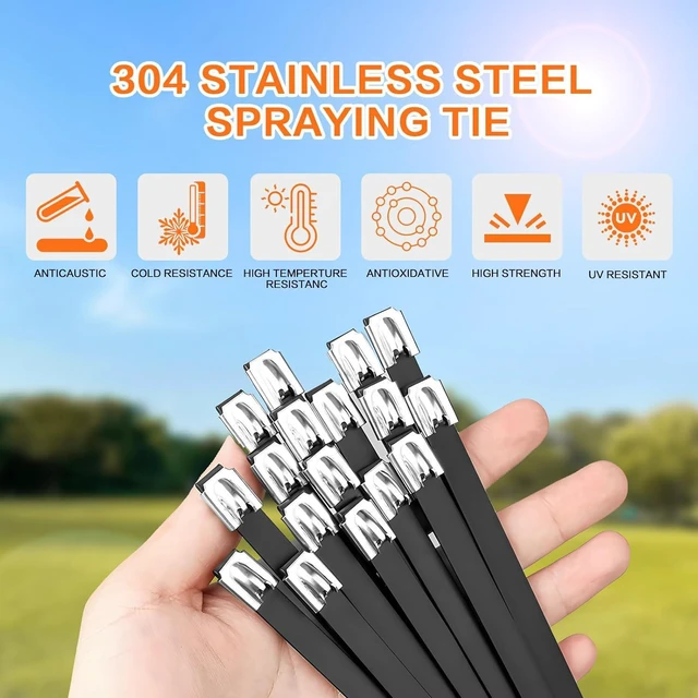 Alt view image 4 of 7 - Stainless Steel Cable Tie Gun KitWith 300pcs Uv Resistant Black Metal Zip Ties Heavy Duty Outdoor (150 Each of 8 12 Inch) Adjustable Fastening Cutting Tie Tool Setsfor Chainlink FenceExhaust Wrap