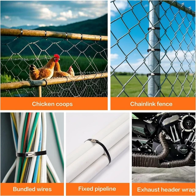Alt view image 6 of 7 - Stainless Steel Cable Tie Gun KitWith 300pcs Uv Resistant Black Metal Zip Ties Heavy Duty Outdoor (150 Each of 8 12 Inch) Adjustable Fastening Cutting Tie Tool Setsfor Chainlink FenceExhaust Wrap