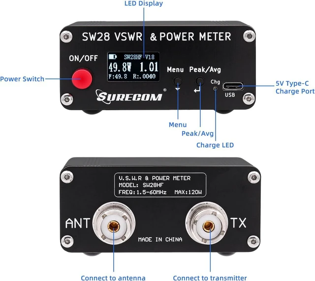 Alt view image 4 of 7 - Surecom SW-28HF SWR Meter, 1.5-60MHz 120W for HF Ham & CB Radio