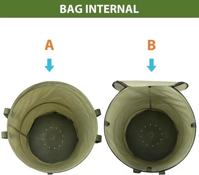 Alt view image 6 of 7 - 29 Gallon Hard Bottom Collapsible Trash Can, Green, 2-Pack | Heavy Duty, Collapsible Garden Bag, For Weeds, Leaf, Yard & Party Waste