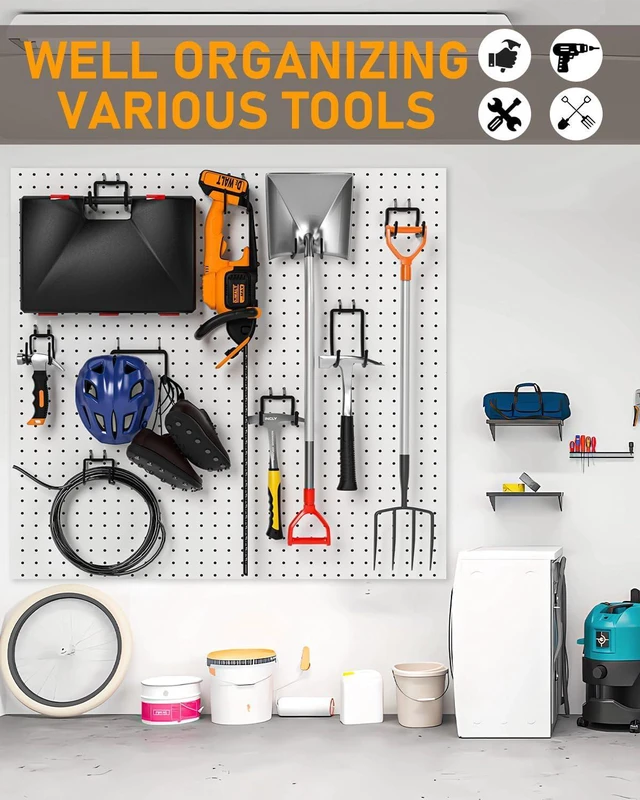 Alt view image 7 of 7 - 1/4" Pegboard Drill Holder & Tool Utility Hooks, 24-Pack