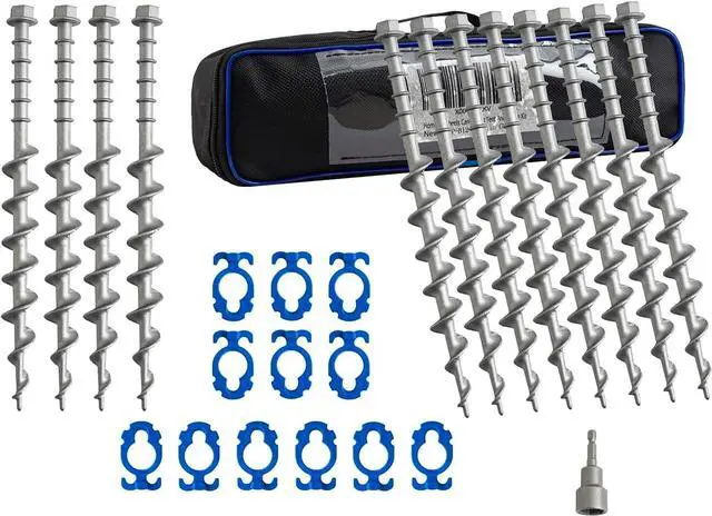 Main image of Aluminum Ground Anchors, 12-Pack Heavy-Duty Screw Stakes | Secure Spiral Design for Firm Ground Grip