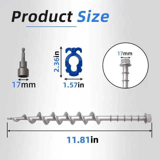 Alt view image 2 of 6 - Aluminum Ground Anchors, 12-Pack Heavy-Duty Screw Stakes | Secure Spiral Design for Firm Ground Grip