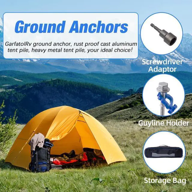 Alt view image 4 of 6 - Aluminum Ground Anchors, 12-Pack Heavy-Duty Screw Stakes | Secure Spiral Design for Firm Ground Grip
