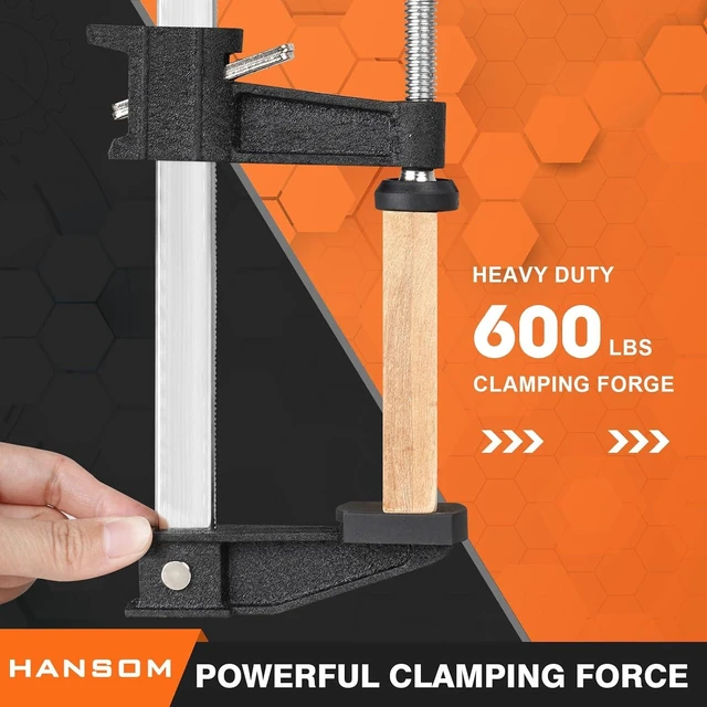 Alt view image 3 of 7 - 18 Inch Bar Clamps, 4-Pack Heavy Duty 600 Lbs Force, 2.5 Inch Throat Depth, Quick Release for Woodworking