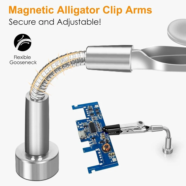 Alt view image 6 of 7 - Magnetic Helping Hands Soldering Station with 6 Flexible Arms, Heat-Resistant Mat, Cutting Mat & Ruler for DIY & Electronics Repair