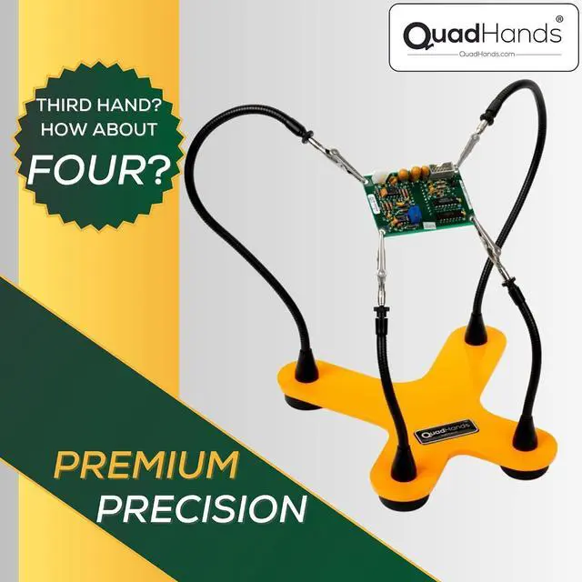 Alt view image 2 of 5 - Classic Workbench Soldering Helping Third Hand Tool | 4 Gooseneck Flexible Positionable Arms | Sturdy Base | Rotating Stainless Steel Alligator Locking Clamps | Circuit Board Holder | USA