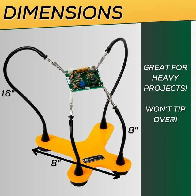 Alt view image 3 of 5 - Classic Workbench Soldering Helping Third Hand Tool | 4 Gooseneck Flexible Positionable Arms | Sturdy Base | Rotating Stainless Steel Alligator Locking Clamps | Circuit Board Holder | USA