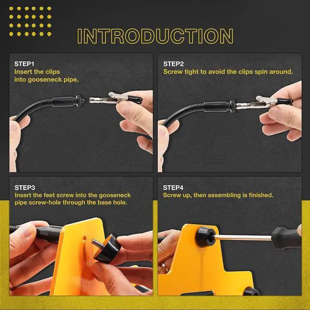 Alt view image 5 of 7 - LED Lighted Magnifying Third Hand Soldering PCB Holder Tool Five Arms Helping Hands Crafts Jewelry Hobby Workshop Helping Station Non-slip weighted base, LED Lamp