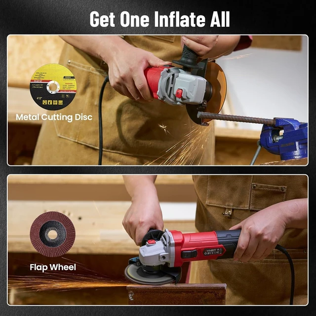 Alt view image 5 of 7 - 10 Amp 4-1/2" Angle Grinder, 1200W Power Grinder