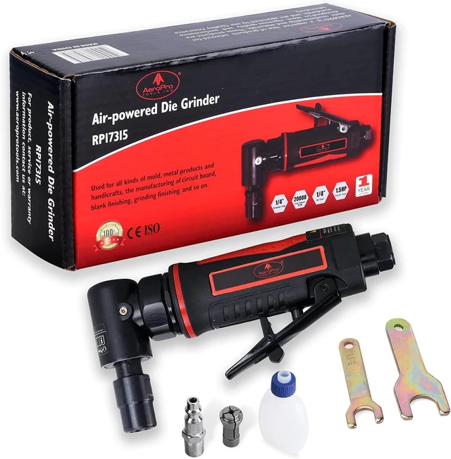 Alt view image 7 of 7 - 1/4-Inch Angle Pistol Grip Air Die Grinder