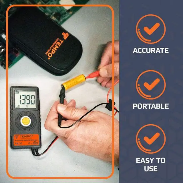 Alt view image 4 of 7 - Communications PM100 Ultra Portable Pocket Multimeter | Auto Ranging, 6000 Count | Measure AC DC Voltage, AC DC Current, Resistance, Continuity, Capacitance, Electric Field, Frequency