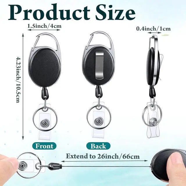 Alt view image 2 of 7 - 80 Pcs Retractable ID Badge Holder Name ID Badge Reel Clips Keychain Bulk with Belt Clip and Key Ring for Office Worker Teacher Doctor Nurse Employee (Black)