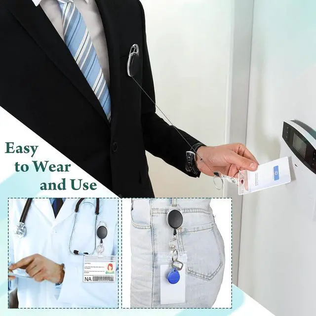 Alt view image 5 of 7 - 80 Pcs Retractable ID Badge Holder Name ID Badge Reel Clips Keychain Bulk with Belt Clip and Key Ring for Office Worker Teacher Doctor Nurse Employee (Black)