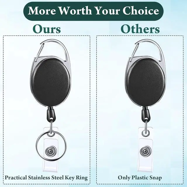 Alt view image 4 of 7 - 80 Pcs Retractable ID Badge Holder Name ID Badge Reel Clips Keychain Bulk with Belt Clip and Key Ring for Office Worker Teacher Doctor Nurse Employee (Black)