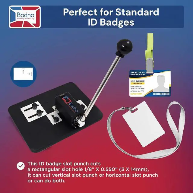 Alt view image 2 of 7 - Heavy Duty Desktop ID Badge Slot Punch Black - Cr80 30 Mil PVC Card Slot Puncher w/Adjustable Centering Guides