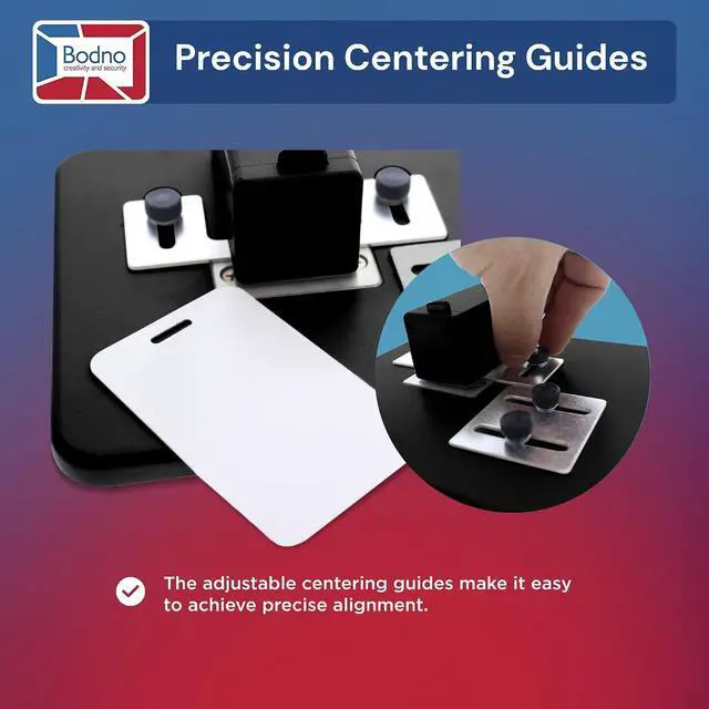 Alt view image 3 of 7 - Heavy Duty Desktop ID Badge Slot Punch Black - Cr80 30 Mil PVC Card Slot Puncher w/Adjustable Centering Guides