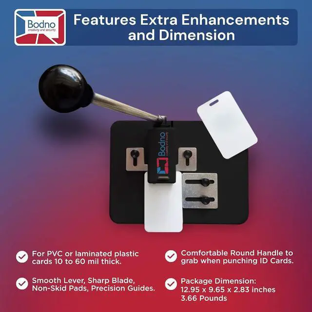 Alt view image 5 of 7 - Heavy Duty Desktop ID Badge Slot Punch Black - Cr80 30 Mil PVC Card Slot Puncher w/Adjustable Centering Guides