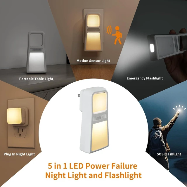 Alt view image 2 of 7 - 3 Pack 5-in-1 Power Failure Night Lights, Wireless Charging