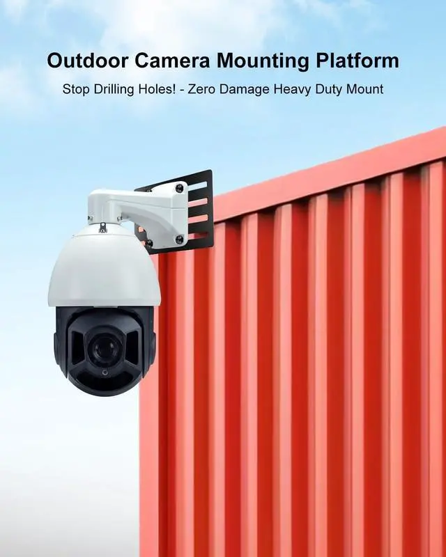 Alt view image 2 of 7 - Outdoor Camera Mounting Platform for Shipping Containers Heavy Duty Steel Bracket, No-Drill Installation, Adjustable Rail System Adjustable Rails for Cameras/Lights/Ladders (2-Pack)