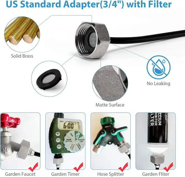 Alt view image 3 of 7 - Misting Cooling System, Outdoor Misting System for Patio, 82 FT Misting Line+21 Mist Nozzles+3/4" Brass Adapter,Outdoor Mister System for Patio Garden Trampoline Greenhouse