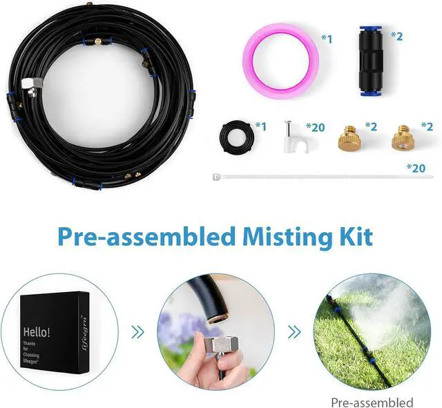 Alt view image 6 of 7 - Misting Cooling System, Outdoor Misting System for Patio, 82 FT Misting Line+21 Mist Nozzles+3/4" Brass Adapter,Outdoor Mister System for Patio Garden Trampoline Greenhouse