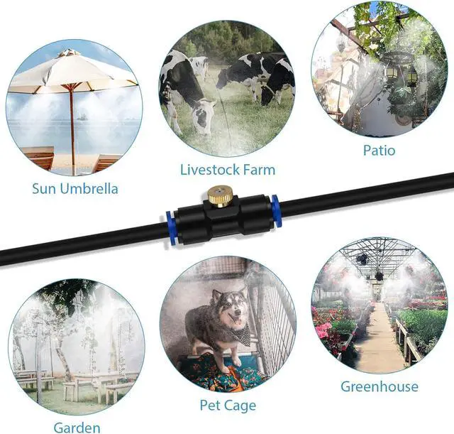 Alt view image 7 of 7 - Misting Cooling System, Outdoor Misting System for Patio, 82 FT Misting Line+21 Mist Nozzles+3/4" Brass Adapter,Outdoor Mister System for Patio Garden Trampoline Greenhouse