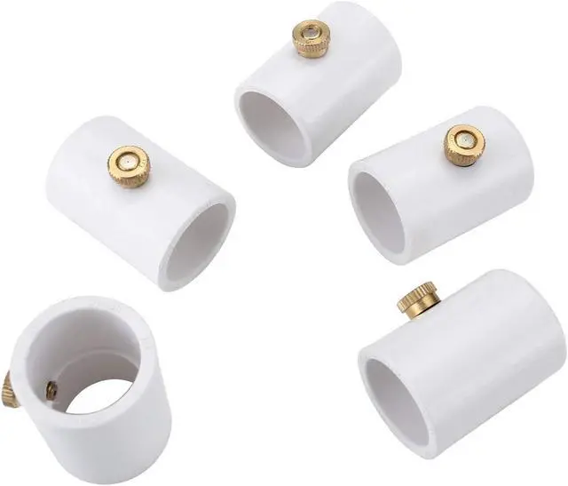 Alt view image 4 of 6 - 20 Packs 1/2" PVC Misting Nozzles Coupling with Brass Mist Nozzle | Replacement Head for Outdoor Misting Cooling System, Atomizing Misting Sprayer with Steel Atomizing Nozzle 0.016" Orifice