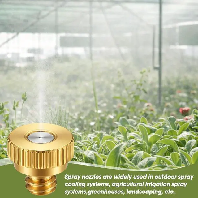 Alt view image 6 of 7 - 150 Pcs 0.3mm Brass Misting Nozzles, Mister Nozzles Brass for Outdoor Cooling System Orifice 10/24 UNC Replacement Heads for Outdoor Cooling System