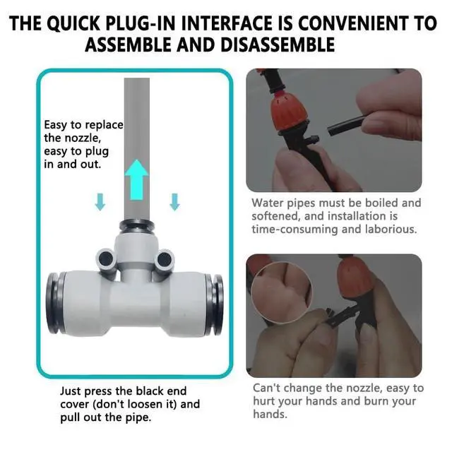 Alt view image 4 of 6 - 98FT Drip Irrigation Kits,Quick Connector Automatic Irrigation System,with Replaceable Bending Dropper,atomizing Copper Nozzle for Watering System for Garden Plant Lawn Patio. (30M+25Nozzles)