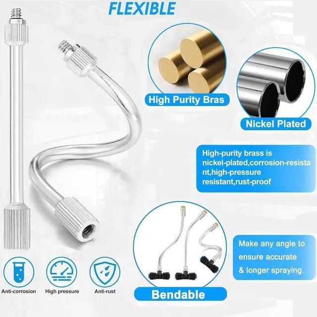 Alt view image 3 of 7 - 40 Pcs 5.9" Flexible Mister Nozzle Extension Set Brass Mist Nozzle Mist Rod Including 20 Packs Brass Mist Nozzles&20 Packs Mist Rod Bendable Extended Pole 10/24 UNC,Misting System Nozzle Extension