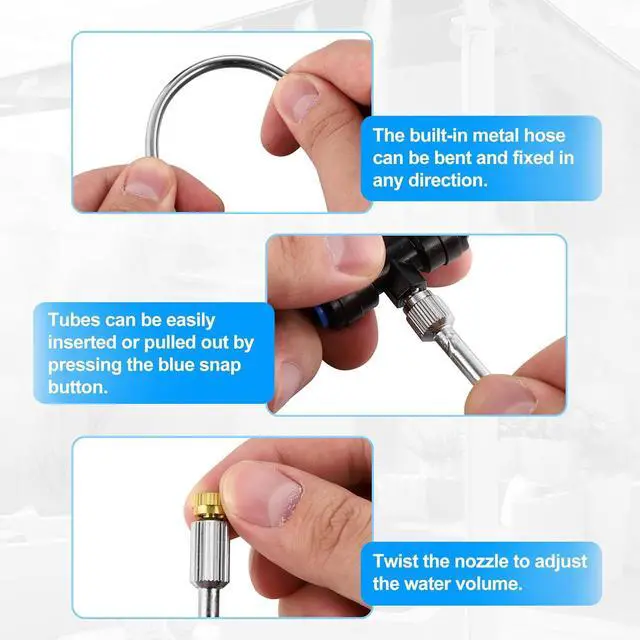 Alt view image 5 of 7 - 40 Pcs 5.9" Flexible Mister Nozzle Extension Set Brass Mist Nozzle Mist Rod Including 20 Packs Brass Mist Nozzles&20 Packs Mist Rod Bendable Extended Pole 10/24 UNC,Misting System Nozzle Extension