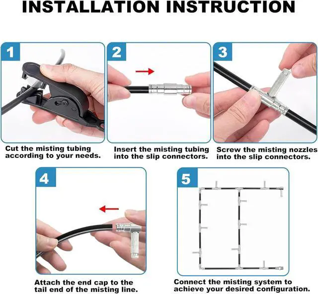 Alt view image 5 of 6 - Brass Patio Misting Kit 11pcs Brass Micro-Nozzles & 16pcs 1/4 Slip Connectors for Outdoor Cooling (UNC 10/24, 0.012 Precision Orifice, 15-280 psi)