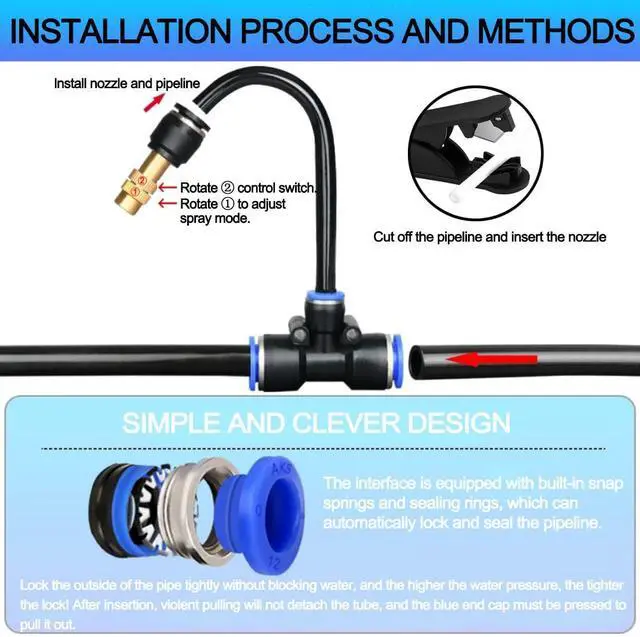 Alt view image 3 of 6 - 131FT Drip Irrigation Kit, Automatic Garden Watering System with Tool-Free Quick Connectors, 360° Bending Drippers & Copper Misting Nozzles for Greenhouse, Patio, Lawn & Vegetable Garden. (40M)