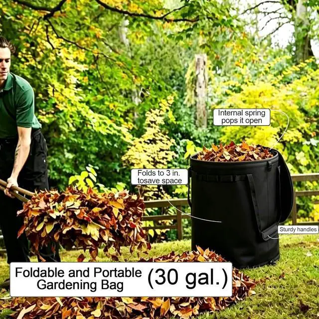 Alt view image 4 of 6 - 16 Gallon Collapsible Trash Can Camping, Pop Up Trash Can for Camping, Heavy Duty Reusable Outdoor Trash Can for Yard Waste, Grass, Storm Debris, Construction Waste & Lawn Care (Black)