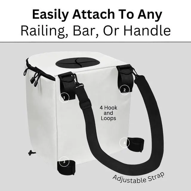 Alt view image 5 of 7 - Portable Trash Can for Boating and Camping - Durable and Collapsible with Inner Bin - Kayak, Fishing, Beach, Hiking and Camping Essentials, Boat Accessories 8 Gallon Trash Can (White)