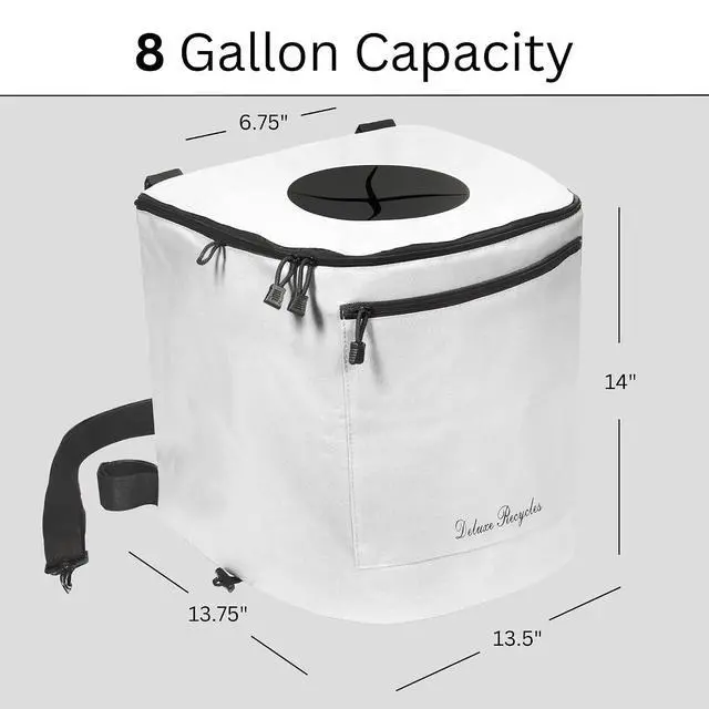 Alt view image 6 of 7 - Portable Trash Can for Boating and Camping - Durable and Collapsible with Inner Bin - Kayak, Fishing, Beach, Hiking and Camping Essentials, Boat Accessories 8 Gallon Trash Can (White)