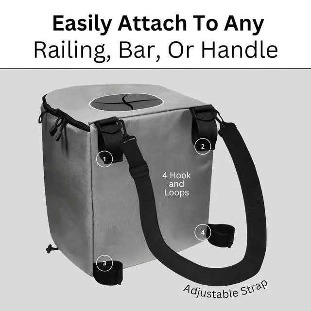 Alt view image 4 of 6 - Portable Trash Can for Boating and Camping - Durable and Collapsible with Inner Bin - Kayak, Fishing, Beach, Hiking and Camping Essentials, Boat Accessories 8 Gallon Trash Can (Grey)