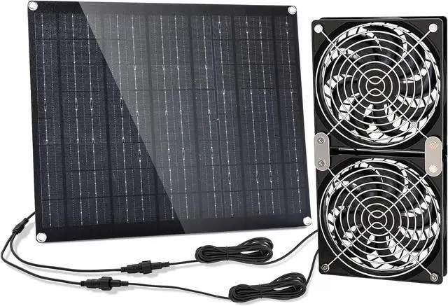 Main image of 5.5" Solar Fan, Solar Panel Fan, 30W Solar Powered Fan with Dual IPX7 Waterproof Fans for Outside Chicken Coops, Greenhouses, Sheds, Intake or Exhaust Air Fan, Solar Ventilation Fan, Solar Exhaust Fan