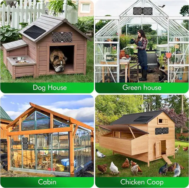 Alt view image 6 of 7 - 5.5" Solar Fan, Solar Panel Fan, 30W Solar Powered Fan with Dual IPX7 Waterproof Fans for Outside Chicken Coops, Greenhouses, Sheds, Intake or Exhaust Air Fan, Solar Ventilation Fan, Solar Exhaust Fan