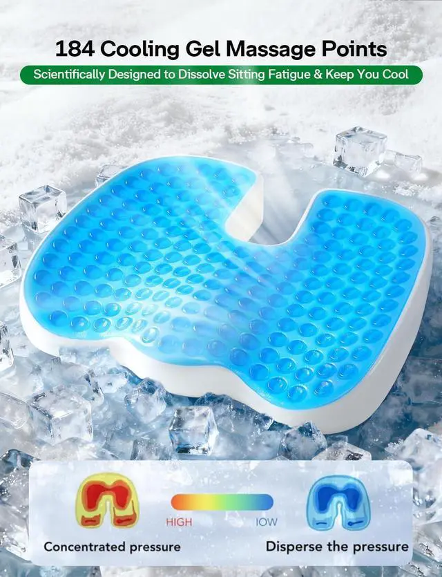 Alt view image 4 of 7 - Gel Wheelchair Cushions for Pain ReliefGC 150B Seat Cushion for Tailbone, Sciatica, Back & Hip Support, Ergonomic Office Chair Cushion for Office, Car Seat & Wheelchair (Black-19×16"×2.8")