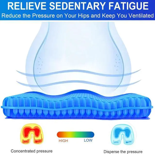 Alt view image 3 of 7 - 20" Gel Seat Cushion for Long Sitting Pressure Relief - Jumbo & Thick Gel Cushions for Office Chairs - Tailbone Pain Relief Cushion, Sciatica & Back Support, Wheelchair Cushions & Car Seat Cushion