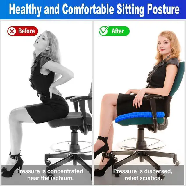 Alt view image 4 of 7 - 20" Gel Seat Cushion for Long Sitting Pressure Relief - Jumbo & Thick Gel Cushions for Office Chairs - Tailbone Pain Relief Cushion, Sciatica & Back Support, Wheelchair Cushions & Car Seat Cushion