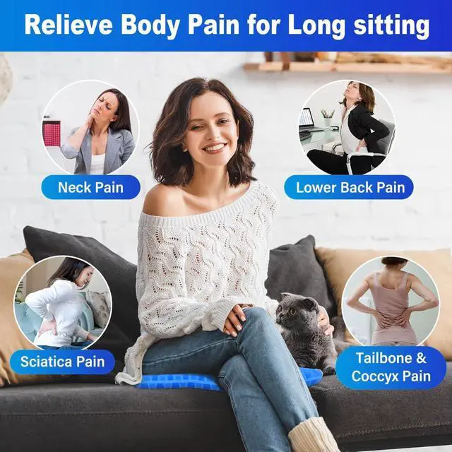 Alt view image 5 of 7 - 20" Gel Seat Cushion for Long Sitting Pressure Relief - Jumbo & Thick Gel Cushions for Office Chairs - Tailbone Pain Relief Cushion, Sciatica & Back Support, Wheelchair Cushions & Car Seat Cushion