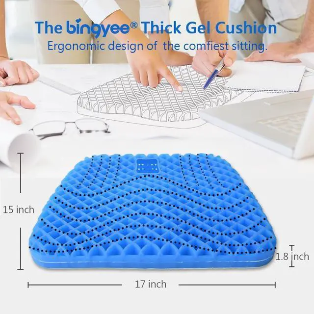 Alt view image 2 of 7 - Gel Seat Cushion 1.8 Inch Thick Seating Pad Orthopedic Chair Cushions for Pressure Relief Gel Pads for Office Chair, Car, Home, Wheelchair, Kayak Cushion, Stadium Cushion
