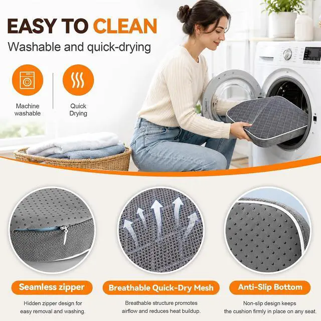Alt view image 7 of 7 - TPE Double Layer Gel Seat Cushion for Long Sitting - Enlarged Thickened Patent Design with Ergonomic Coccyx Support, Soft Breathable Cooling Non-Slip Bottom for Office Chair, Car, Wheelchair
