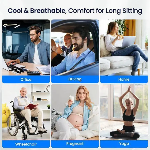 Alt view image 7 of 7 - Cooling Gel Seat Cushion for Long Sitting, Green | 3-Second Cooling, Pressure Relief, For Car Seat & Office Chair, Back, Tailbone, Coccyx Support