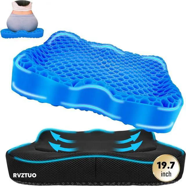 Main image of Cooling Gel Seat Cushion, Thickened Big Breathable Honeycomb Design Absorbs Pressure Points Gel Cushion with Anti-Slip Cover Cooling Seat Cushion for Office Chair Home Car Wheelchair Stadium Bleachers